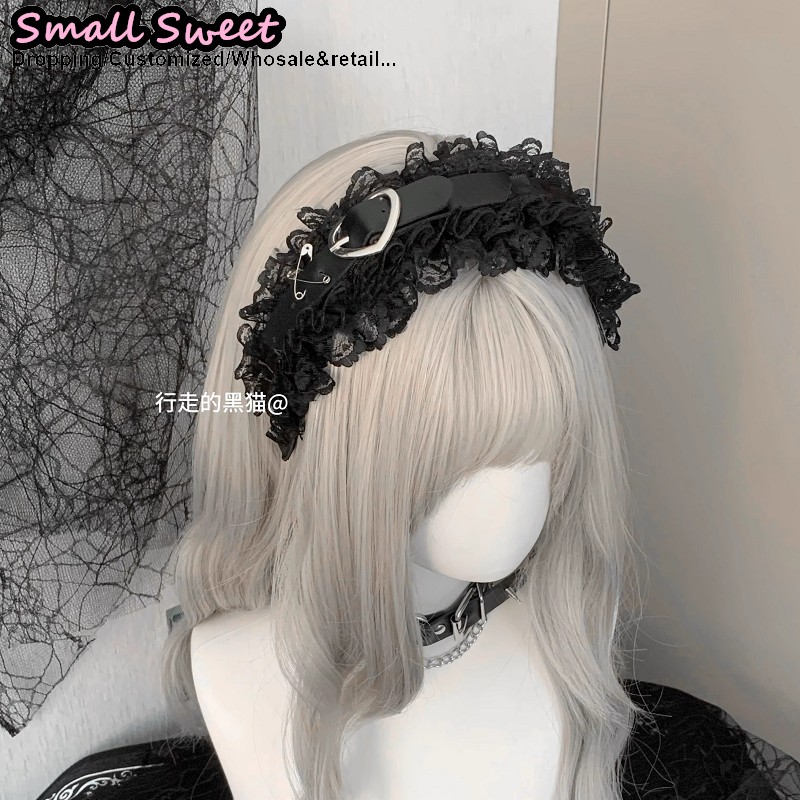 Leatherwork Rings - ゴスヘアアクセサリー原宿ゴシックロリータ Y2K ガールパンク愛花柄レースフリルヘアバンドヘッドバンドヘアフープチョーカーネックレス