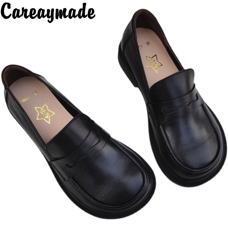 Leather Work Heels - Cauaymade-カジュアルなオックスフォードの靴,男性用の牛革レザーの靴,春と秋の大型靴