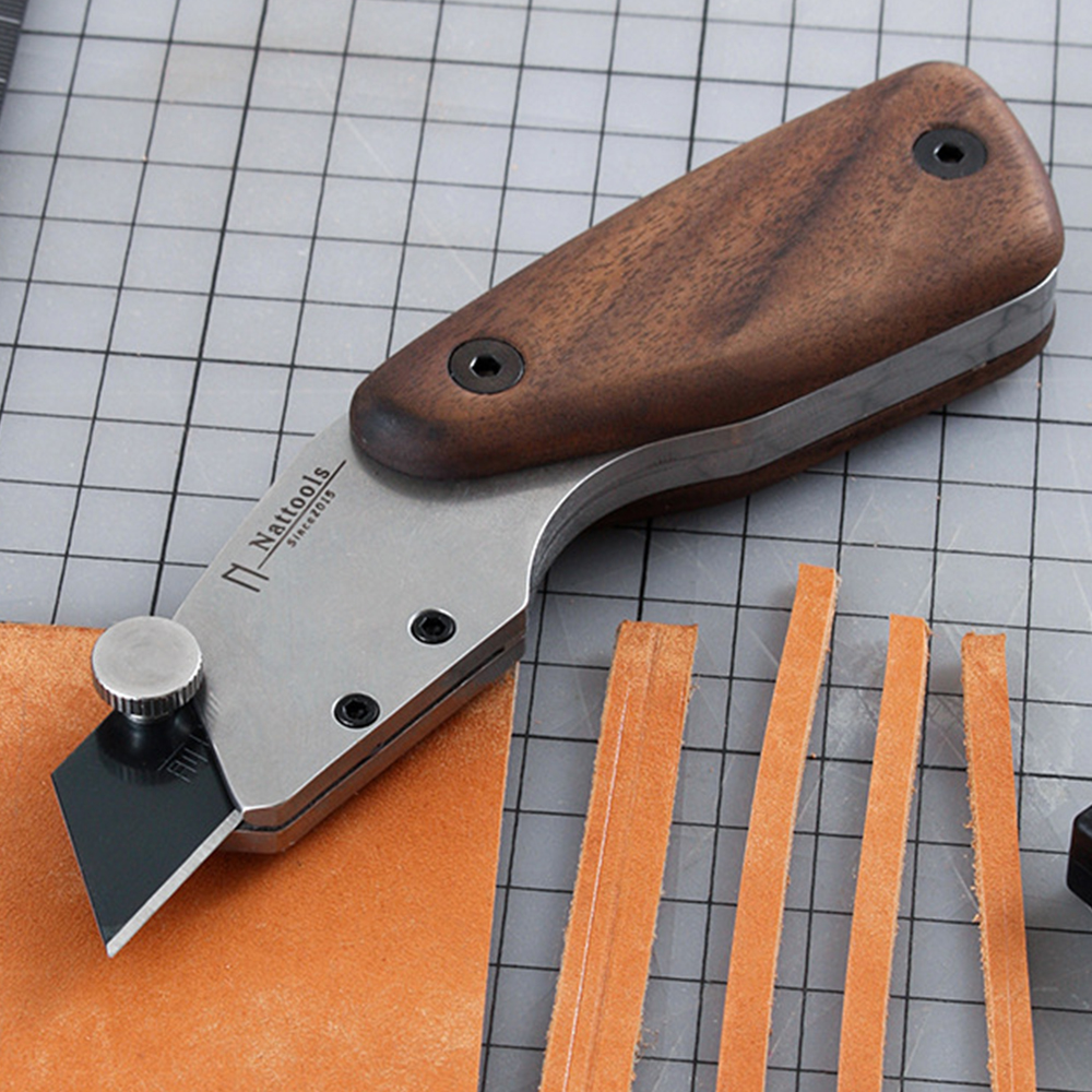 Leatherwork Projects - 天然木で手作りされたカッティングナイフ,ステンレス鋼,革切断ツール,クルミハンドル付き