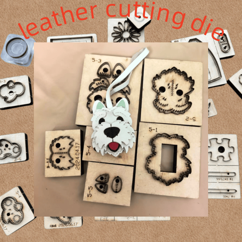 Leatherwork Rings - 木製カッティングダイ、かわいいウェスティ子犬の革製キーホルダーペンダント型、日本製鋼刃付きDIYペット犬飾り型