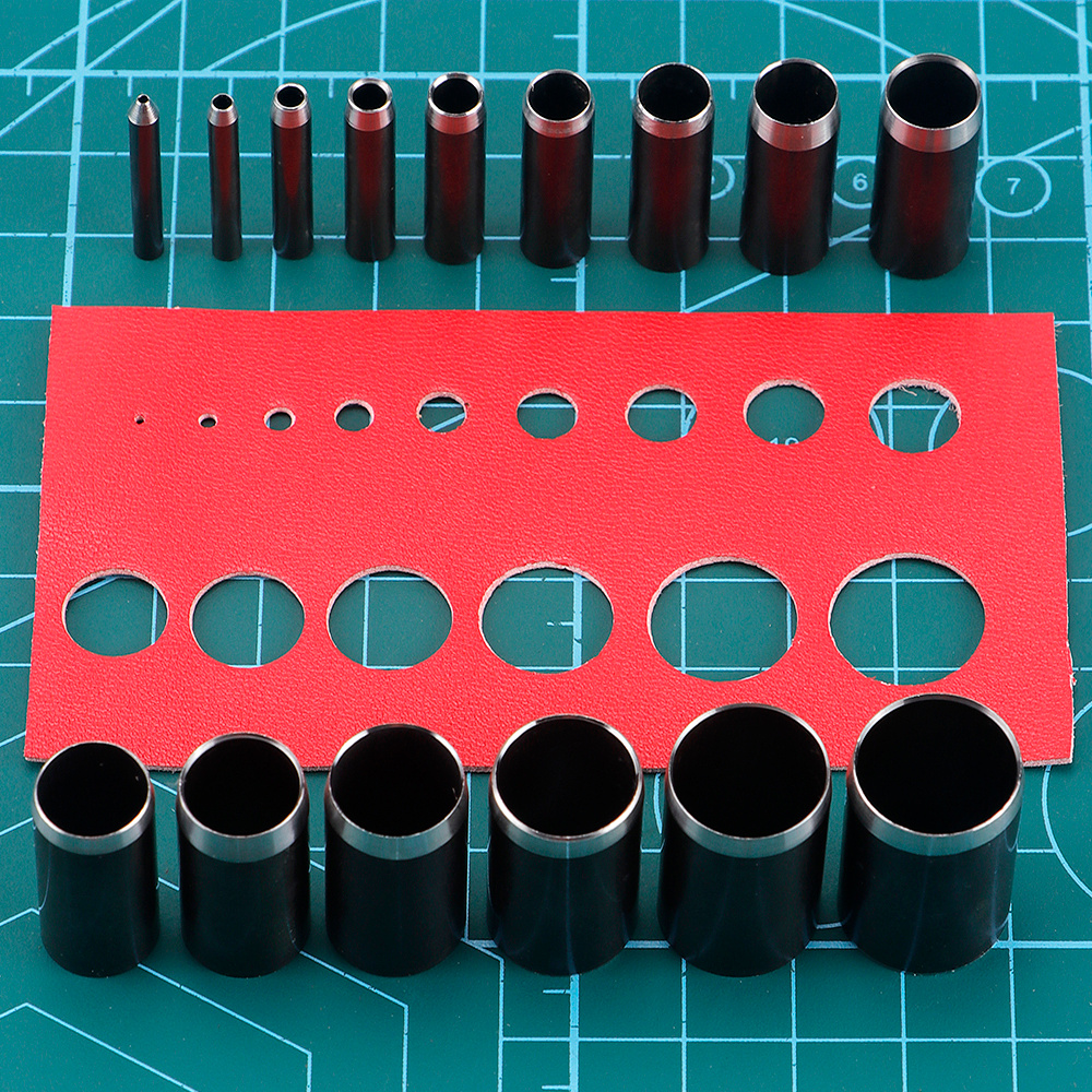 Leatherwork Rings - 1セットPUレザーサークルパンチングセット、中空穴カッターモールド、PUレザー、布、紙工芸プロジェクト用パンチングツール