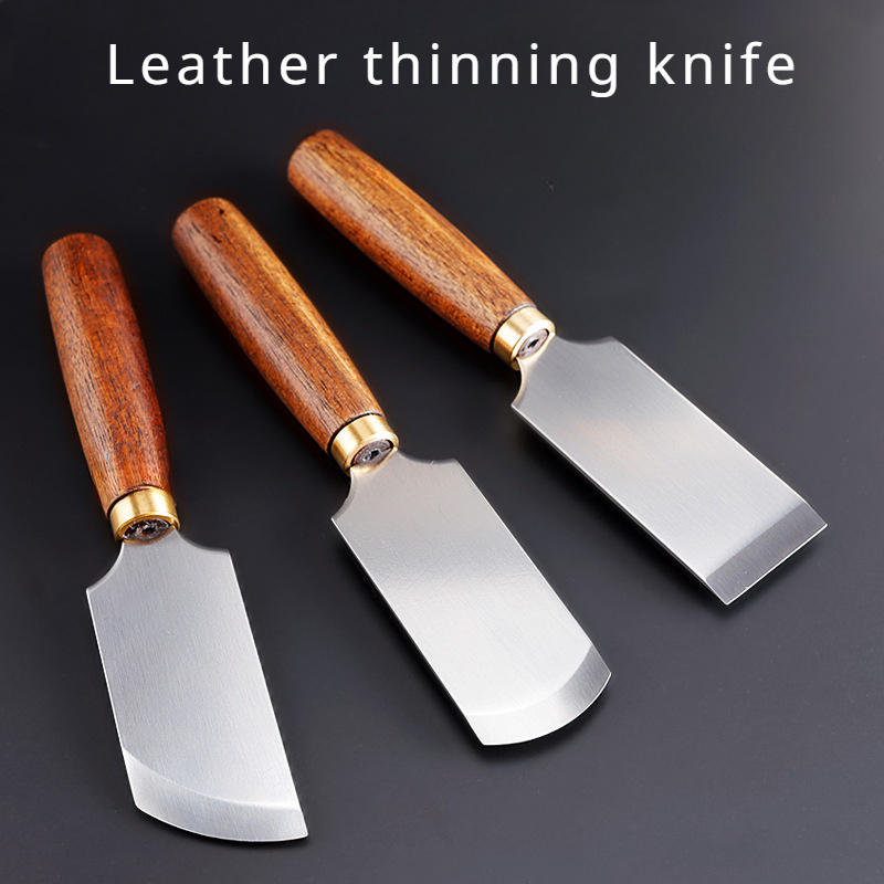 Leatherwork Projects - 革切断ツール、ストレートエッジ、ベベルエッジ、ラウンドエッジ、快適なグリップ、耐久性のある木製ハンドル、精密なトリミングと切断