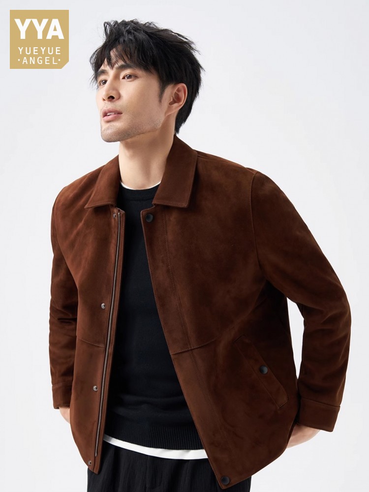 Leather Work For Kids - 最高品質の天然本物のスエードレザージャケットビジネスカジュアルワーク本革コートスリムフィットオートバイバイカー生き抜くジャケット
