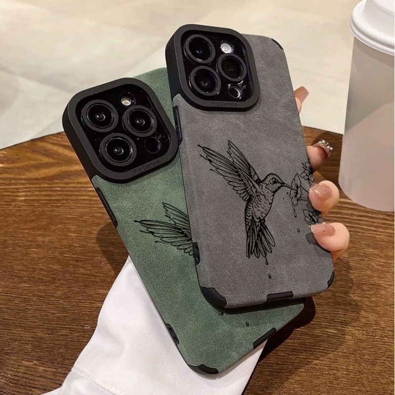 Leather X - ハミングバードフラワー柄iPhoneケース iPhone 17 Pro Max 16