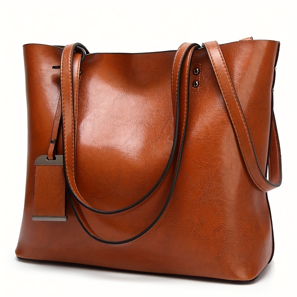 Leather Work Bag Women - 女性のためのクラシックなレトロな革のハンドバッグ,ファッショナブルなショルダーバッグ,作業文書,コンピューターの仕切り,旅行