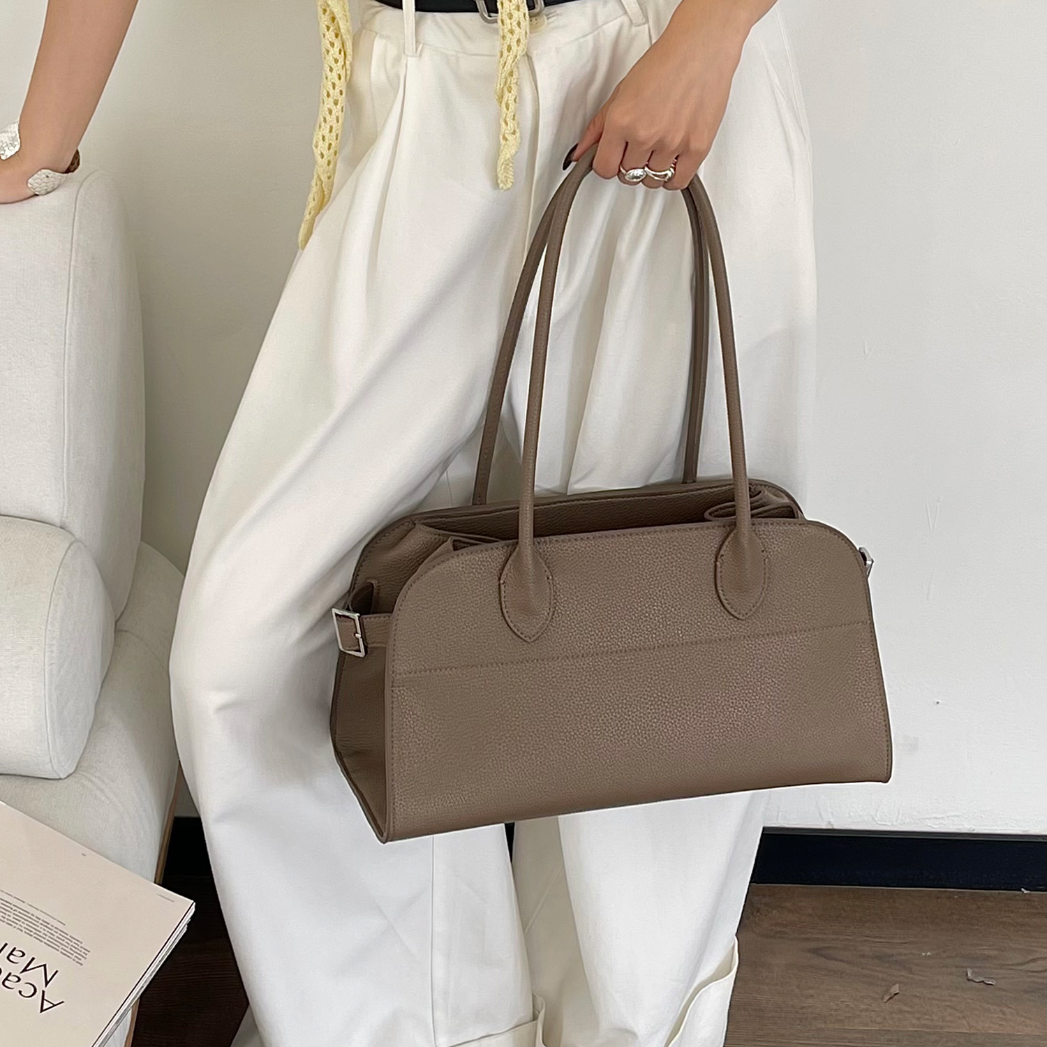 Leather Work Bag Women - ライチグレインテクスチャートートバッグ女性用高級デザイナー大容量ハンドバッグ財布トレンディな夏の仕事用ショルダークロスボディバッグ