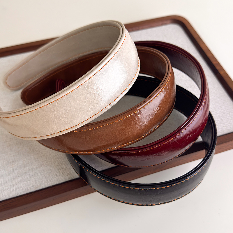 革ヘッドバンドシンプルな無地韓国ヘアフープヘアバンド女性のた - Leatherwork Rings のレビューと価格