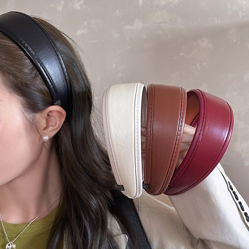 革ヘッドバンドシンプルな無地韓国ヘアフープヘアバンド女性のた - Leatherwork Rings のレビューと価格