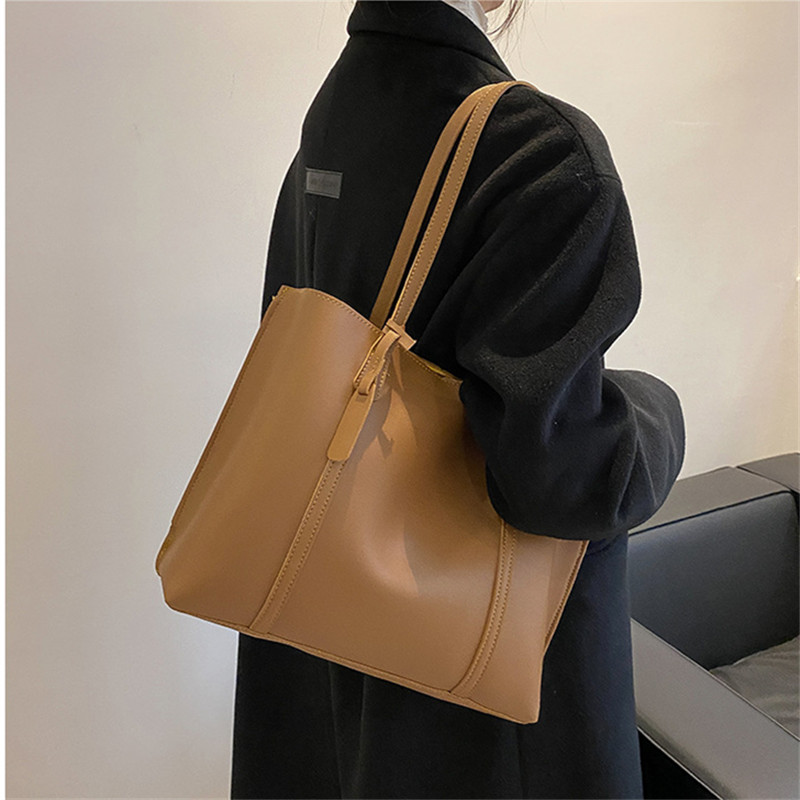 クラシックな黒のフェイクレザートートバッグ、大容量ハンドバッ - Leather Work Bag Women のレビューと価格