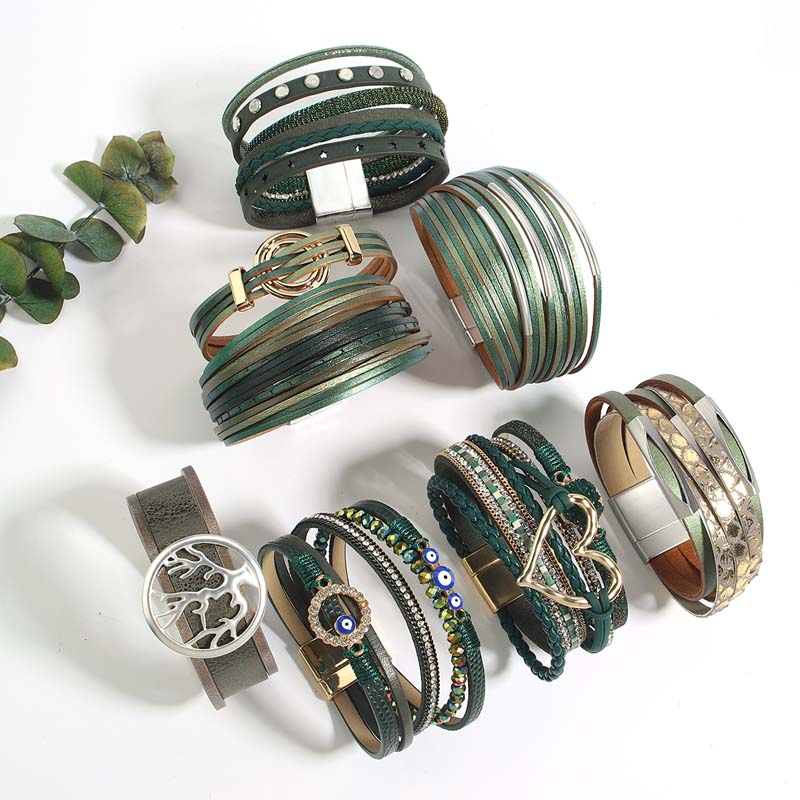 Amorcome-女性のためのラッキーブレスレット,邪眼,心 - Leatherwork Rings のレビューと価格