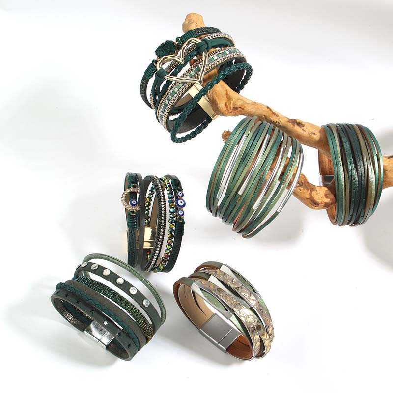 Amorcome-女性のためのラッキーブレスレット,邪眼,心 - Leatherwork Rings のレビューと価格