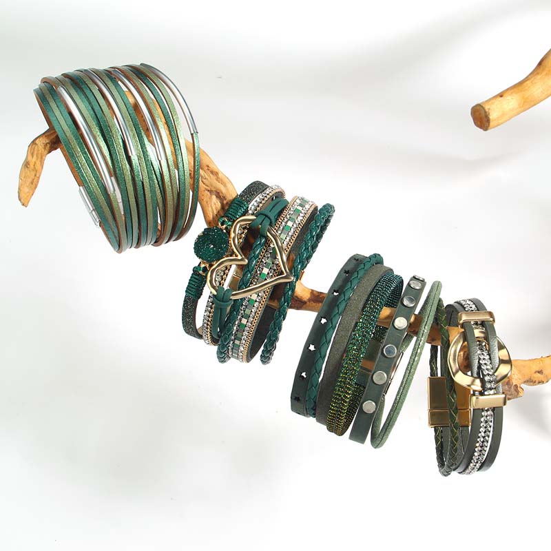 Amorcome-女性のためのラッキーブレスレット,邪眼,心 - Leatherwork Rings のレビューと価格
