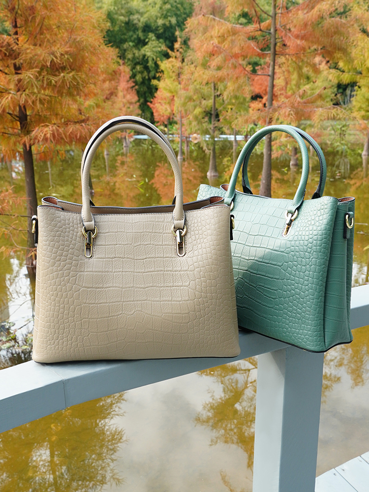 Zency レディース 本革 トップハンドルバッグ グリーン - Leather Work Bag Women のレビューと価格