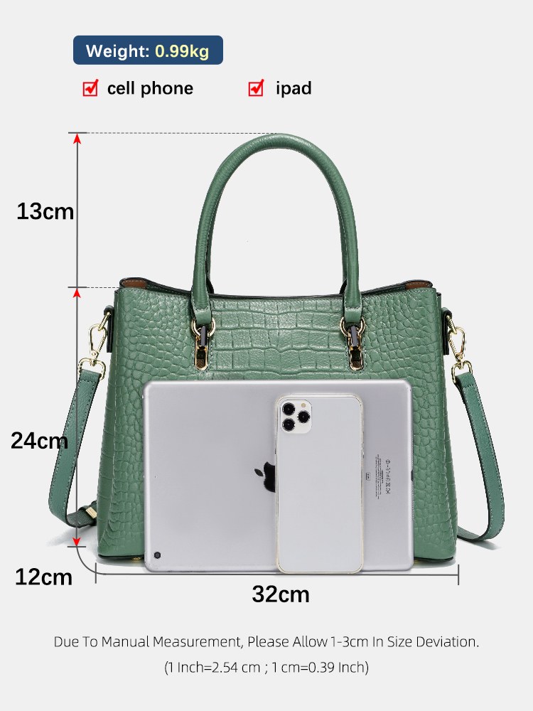 Zency レディース 本革 トップハンドルバッグ グリーン - Leather Work Bag Women のレビューと価格
