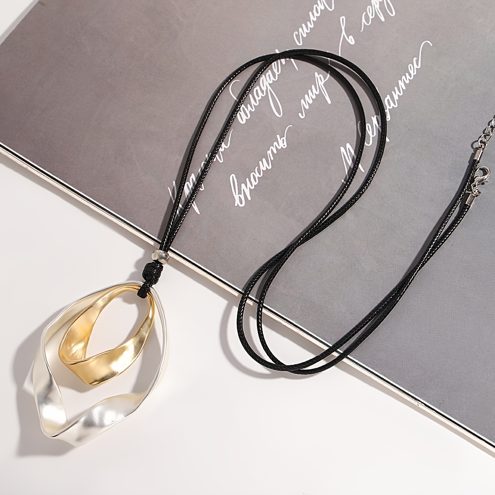 Allyes-2トーンの幾何学的なサークルペンダントネックレ - Leatherwork Rings のレビューと価格
