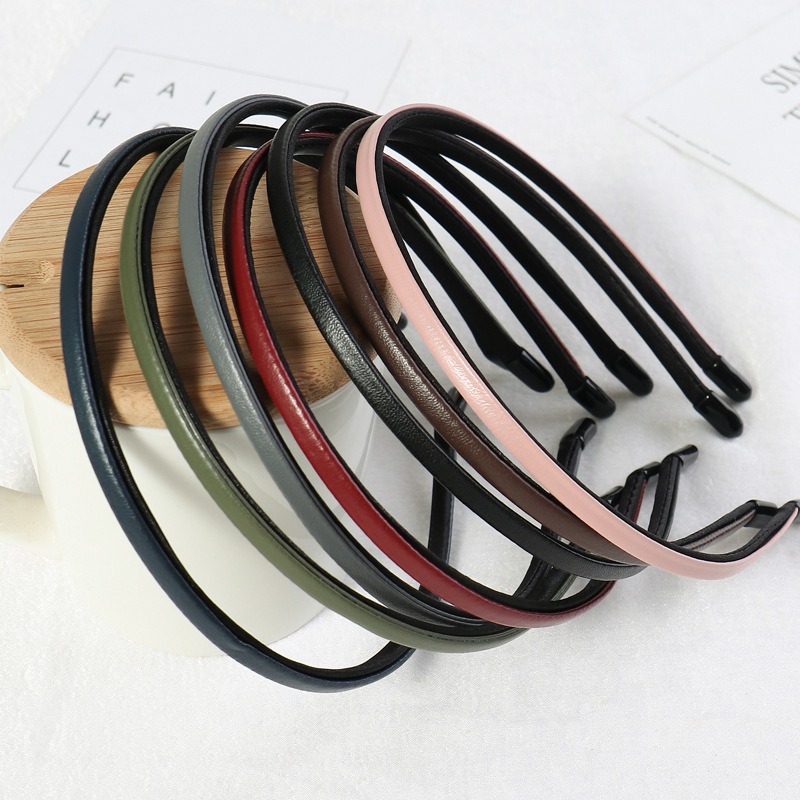 新しい女性ヴィンテージ Pu レザー無地薄型ヘアバンドシンプ - Leatherwork Rings のレビューと価格