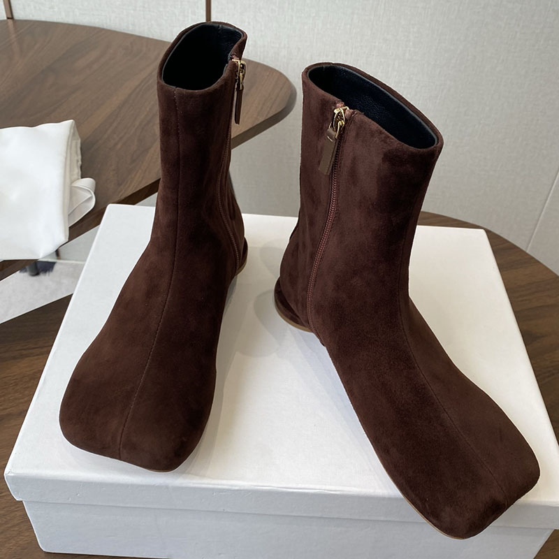 チェルシーブーツ女性スエードフラットボトムショートブーツラウ - Leather Work For Kids のレビューと価格