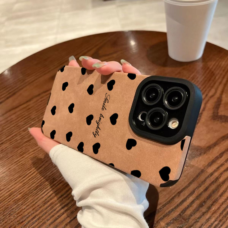 新型高級ブラックラブハートソフトフォンケース iPhone  - Leather X のレビューと価格