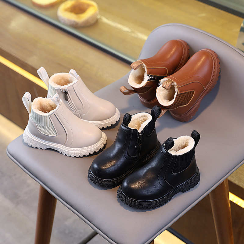 子供フリース裏地ワークショートブーツ冬子供暖かいレトロナイト - Leather Work For Kids のレビューと価格
