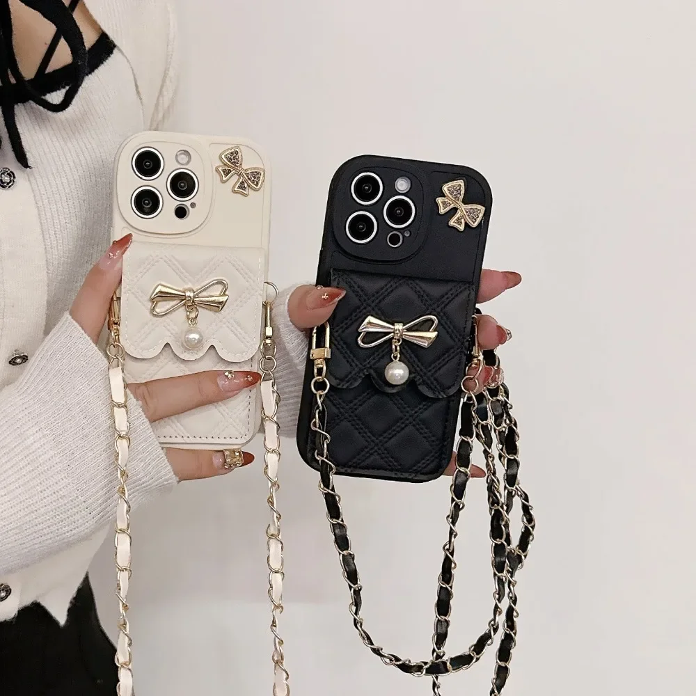3D蝶結びクロスボディカードホルダー付き財布型スマホケース  - Leather X のレビューと価格