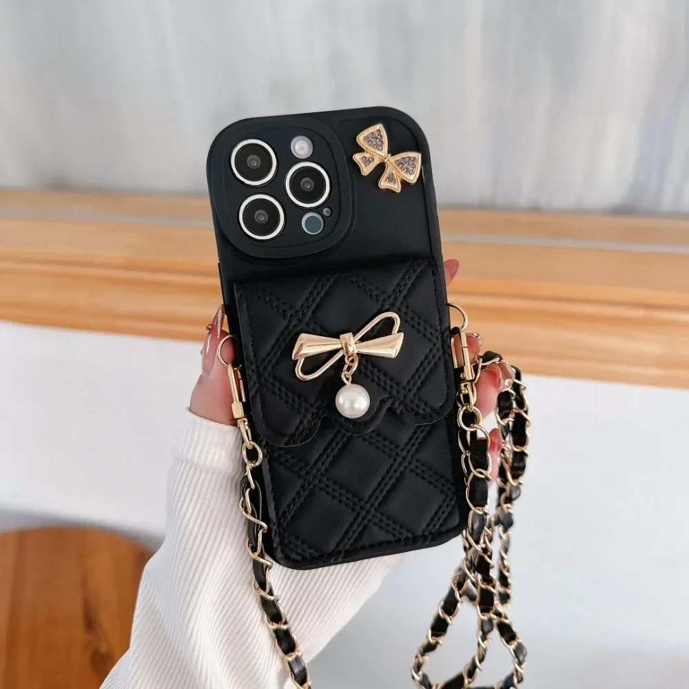 3D蝶結びクロスボディカードホルダー付き財布型スマホケース  - Leather X のレビューと価格