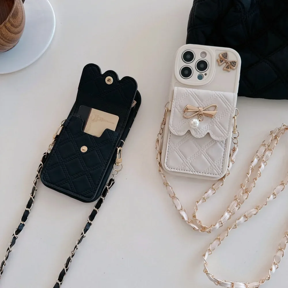 3D蝶結びクロスボディカードホルダー付き財布型スマホケース  - Leather X のレビューと価格