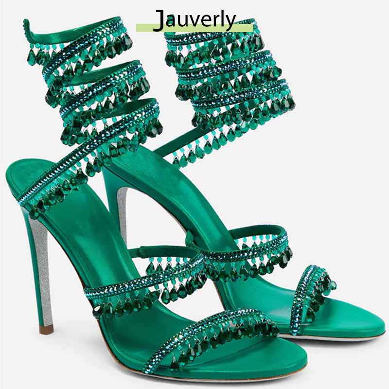 2026 女性のハイヒール新しいラインストーンサンダルファッ - Leather Work Heels のレビューと価格