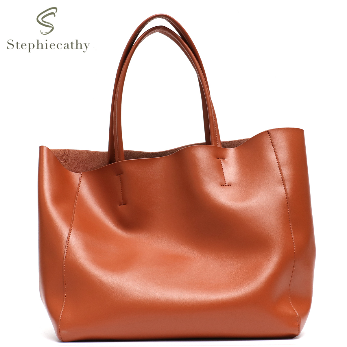 ミニマリストビッグトートバッグ女性ファッショナブルな本革ショ - Leather Work Bag Women のレビューと価格