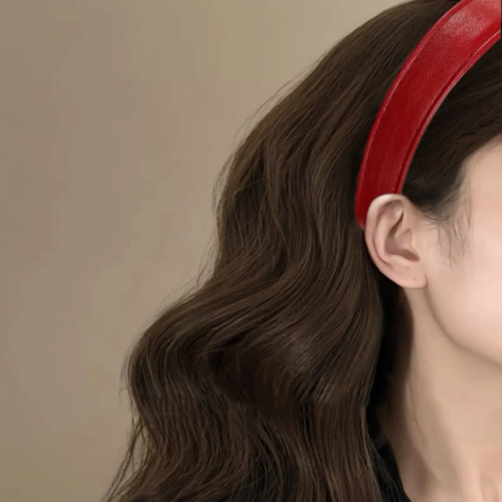 1Pc レトロワインレッドレザーヘッドバンドハイエンドヘアコ - Leatherwork Rings のレビューと価格