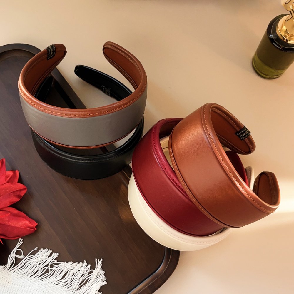 新 2025 レトロ Pu レザーヘアバンドワイドターバンノ - Leatherwork Rings のレビューと価格