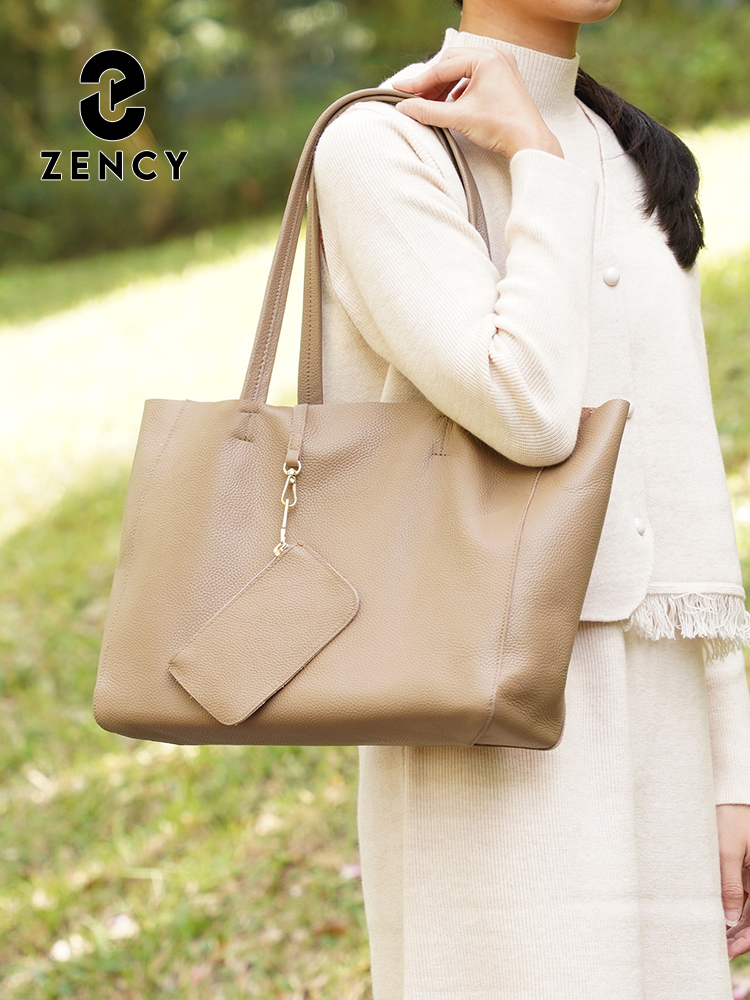 Zency 本革ラージトートバッグシンプルファッションカーキ - Leather Work Bag Women のレビューと価格