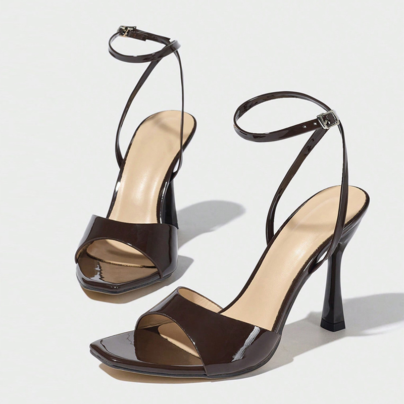 Liyke 新ファッションスクエアオープントゥアンクルバック - Leather Work Heels のレビューと価格