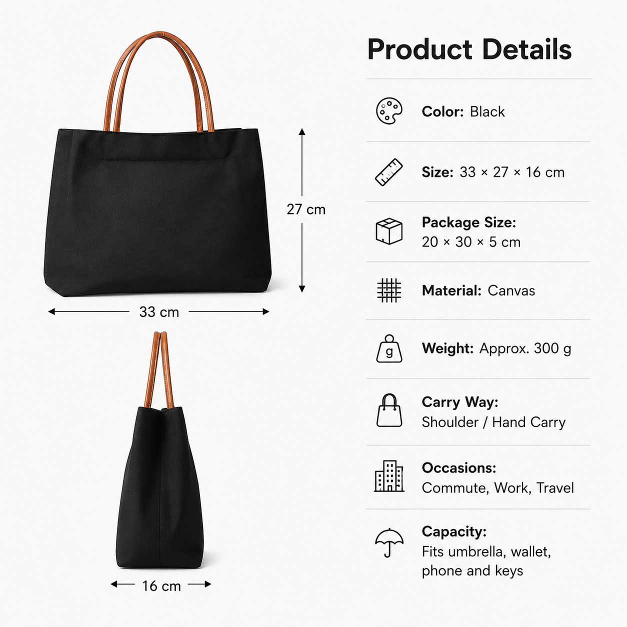 女性用キャンバストートバッグ、PUレザーハンドル付き、軽量で - Leather Work Bag Women のレビューと価格
