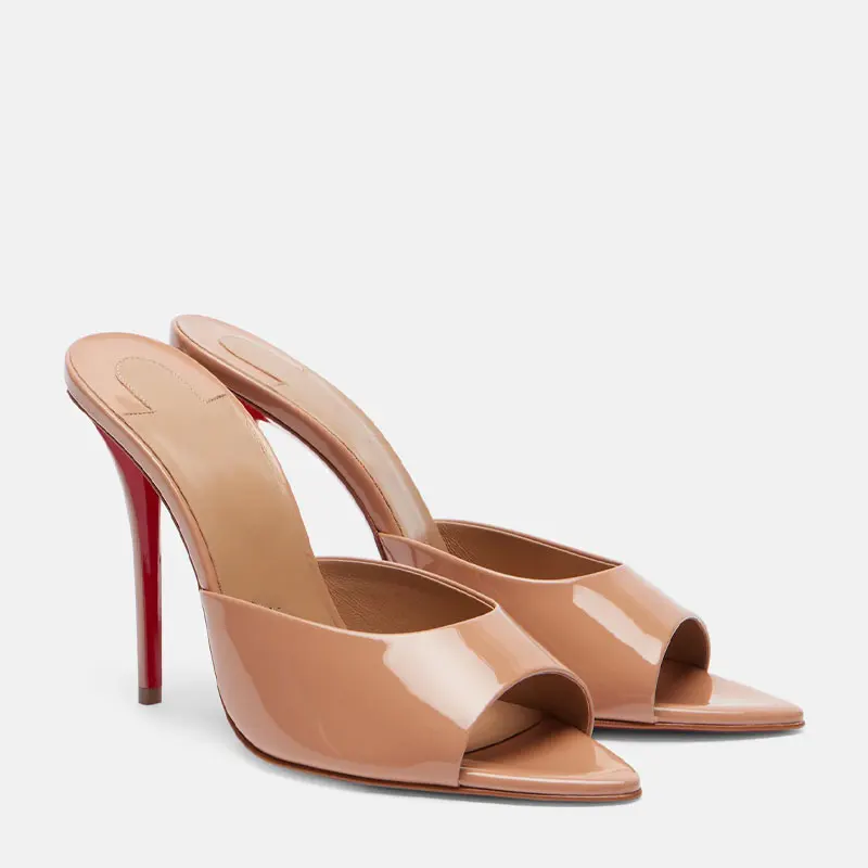 女性用靴新しいポインテッドオープントゥローマンサンダルメタル - Leather Work Heels のレビューと価格