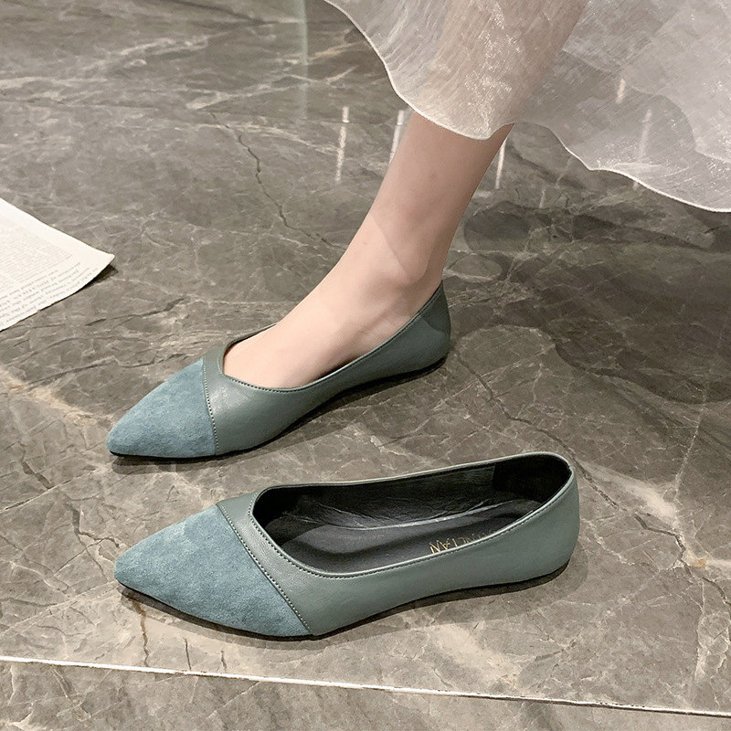 レディース向けフラットブラックレザーシューズ 秋向け万能ロー - Leather Work Heels のレビューと価格