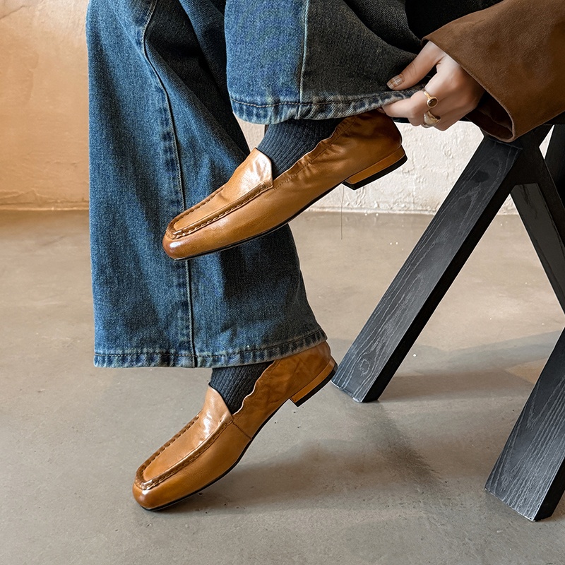 女性のクラシックスタイルのシンプルな靴天然皮革フラットシュー - Leather Work For Kids のレビューと価格