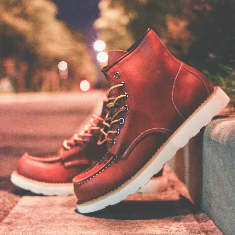 本革メンズブーツヴィンテージツーリングブーツマンショートブー - Leatherwork Projects のレビューと価格