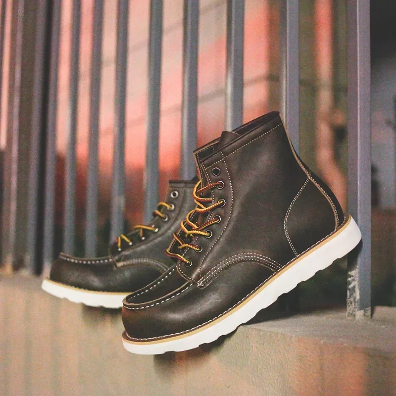 本革メンズブーツヴィンテージツーリングブーツマンショートブー - Leatherwork Projects のレビューと価格