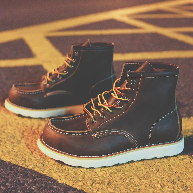 本革メンズブーツヴィンテージツーリングブーツマンショートブー - Leatherwork Projects のレビューと価格