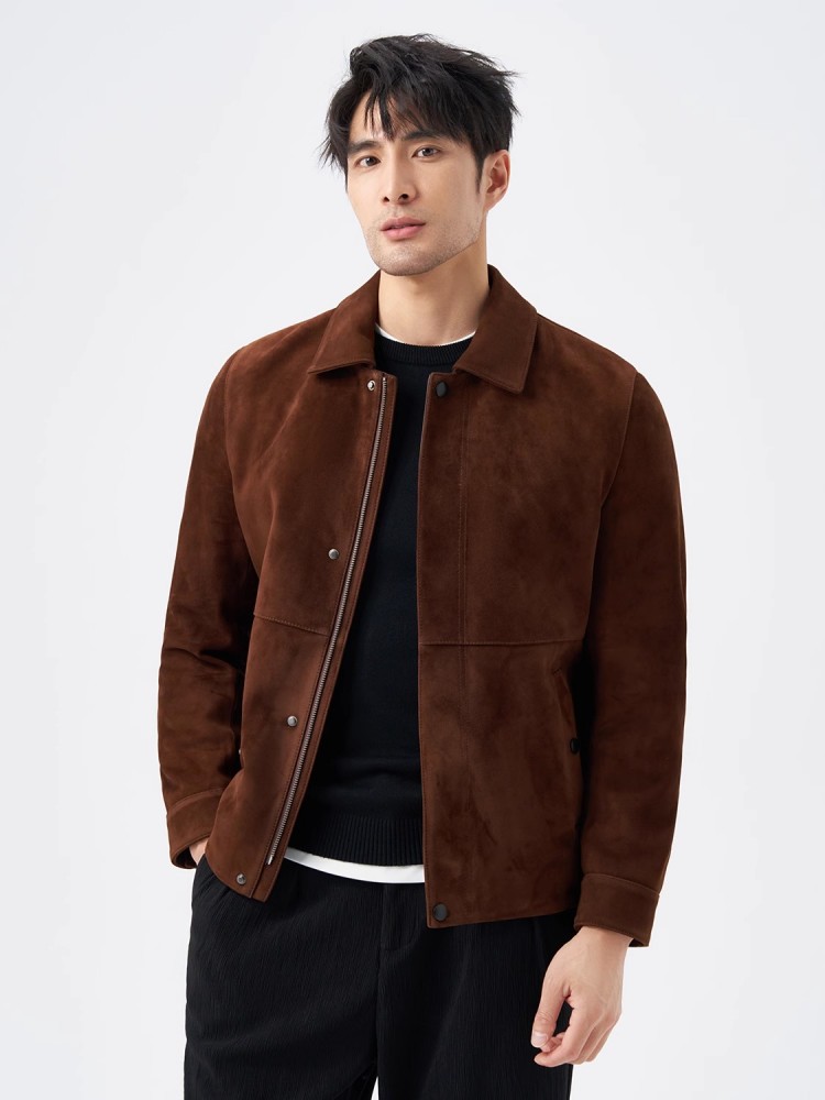 最高品質の天然本物のスエードレザージャケットビジネスカジュア - Leather Work For Kids のレビューと価格