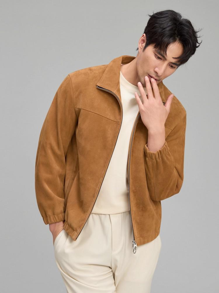 高級メンズソフト天然スエードレザージャケットジッパーラペル襟 - Leather Work For Kids のレビューと価格
