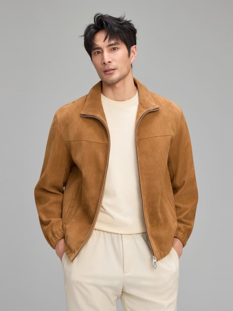 高級メンズソフト天然スエードレザージャケットジッパーラペル襟 - Leather Work For Kids のレビューと価格