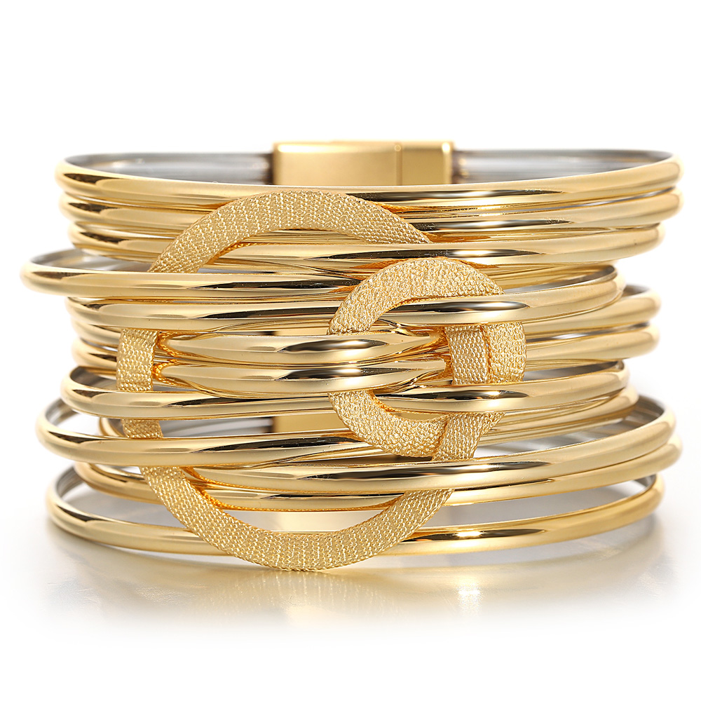 ALLYES ファッション二重サークルメタル Pu レザーブ - Leatherwork Rings のレビューと価格