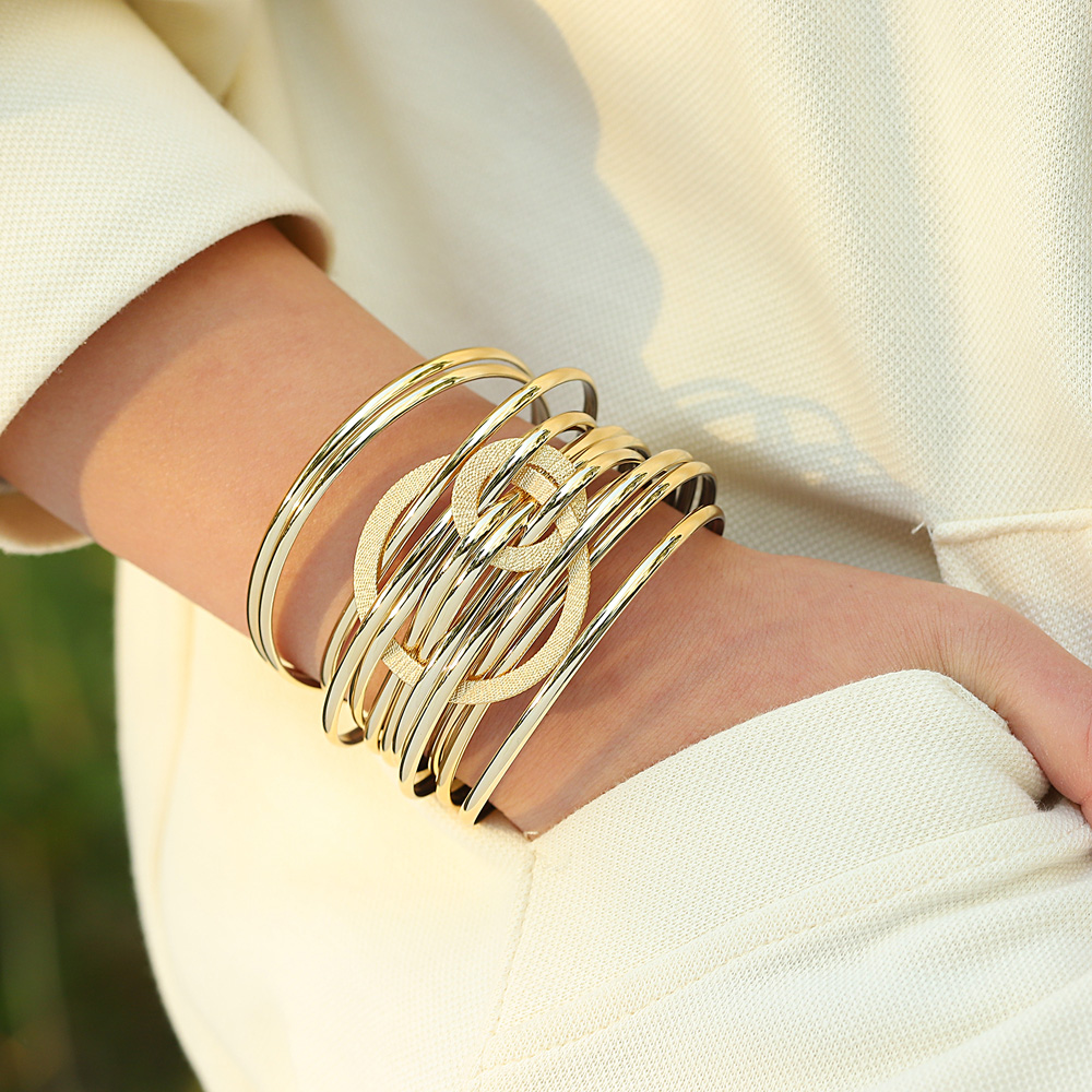 ALLYES ファッション二重サークルメタル Pu レザーブ - Leatherwork Rings のレビューと価格