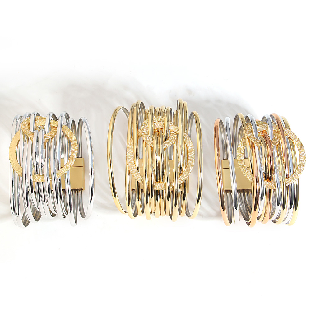 ALLYES ファッション二重サークルメタル Pu レザーブ - Leatherwork Rings のレビューと価格