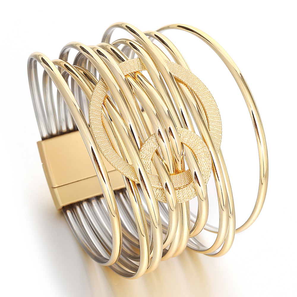 ALLYES ファッション二重サークルメタル Pu レザーブ - Leatherwork Rings のレビューと価格
