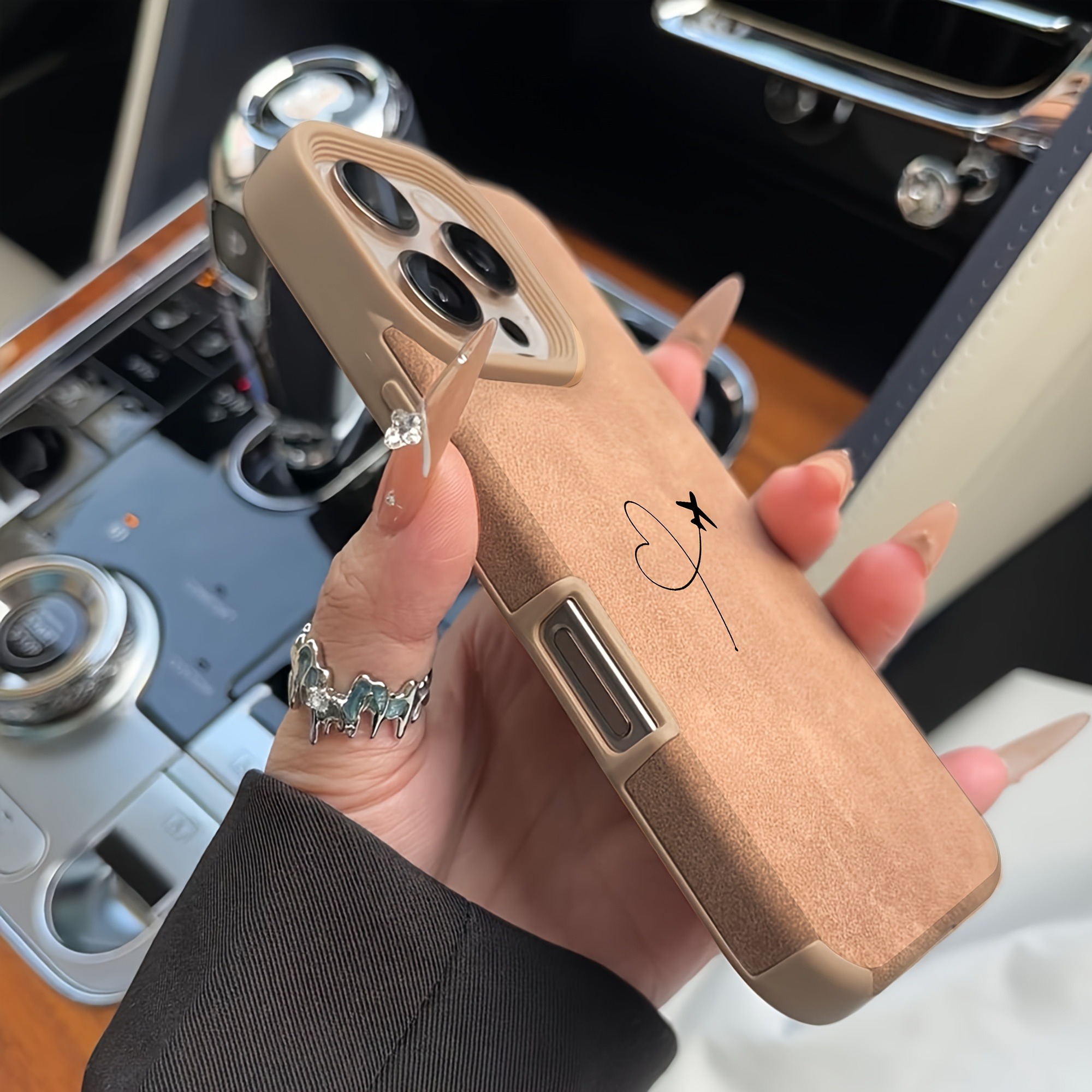 飛行機ルートとハートデザインのフェイクレザー製iPhoneケ - Leather X のレビューと価格