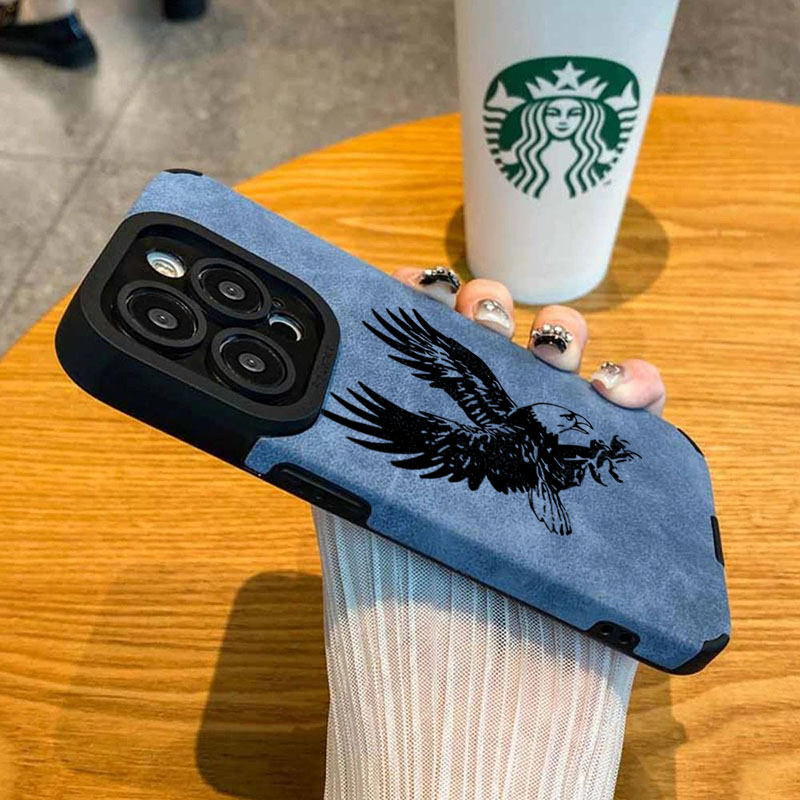 ブラックイーグル柄レザーシリコン製iPhoneケース（iPh - Leather X のレビューと価格