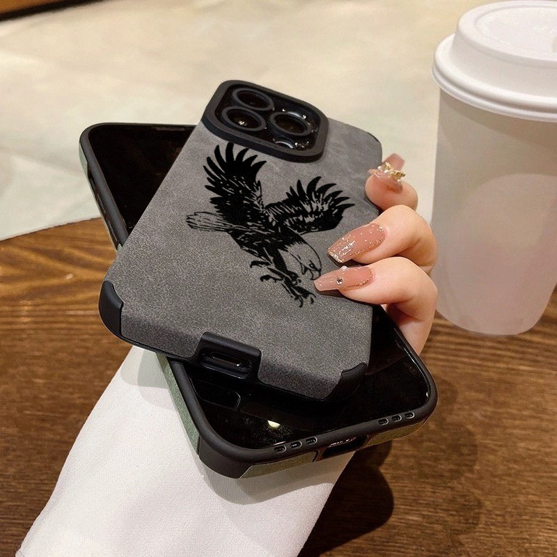 ブラックイーグル柄レザーシリコン製iPhoneケース（iPh - Leather X のレビューと価格