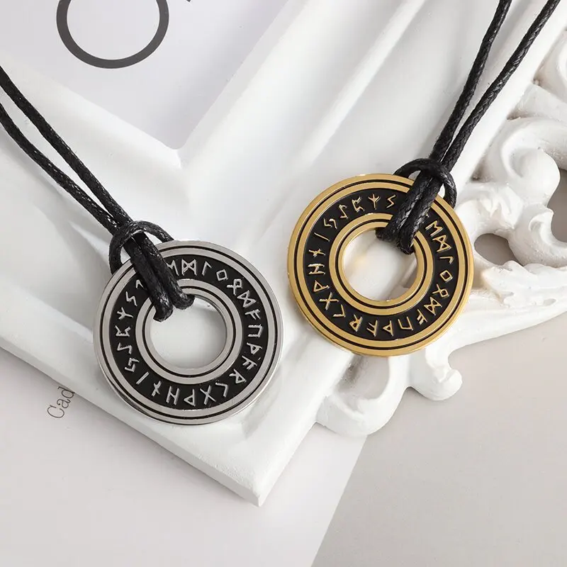 男性のためのステンレス鋼のペンダント,革のロープ,ジュエリー - Leatherwork Rings のレビューと価格